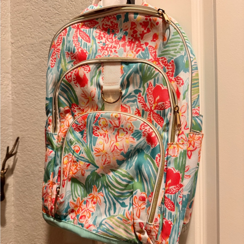 Lilly Pulitzer Floral Print Women's Backpack - White, Coral & Teal
